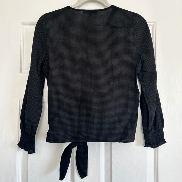 Madewell Black Smocked-Sleeve Wrap Top, Size XXS - Picture 9 of 10